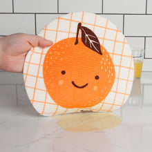 Load image into Gallery viewer, Fruit Face Orange Round Sponge Cloth
